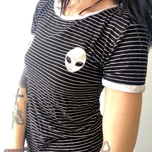 zumiez striped alien logo shirt